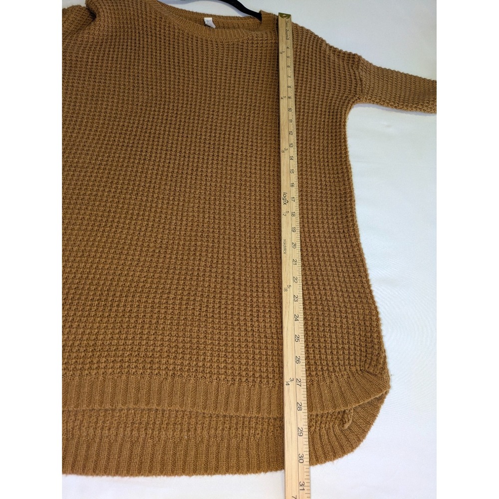 Zenana Premium Knit Sweater Small Camel Brown Waffle Texture Cozy Casual Tunic - Picture 5 of 7